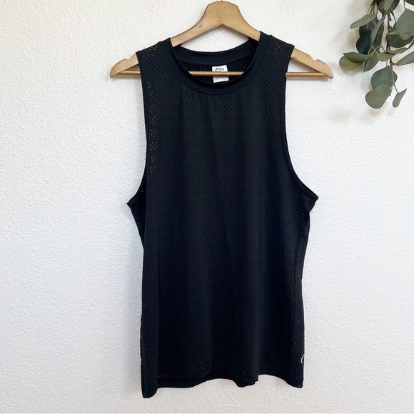 ZYIA Tops - ZYIA- Black “Chill” Perforated Mesh Athletic Muscle Tank